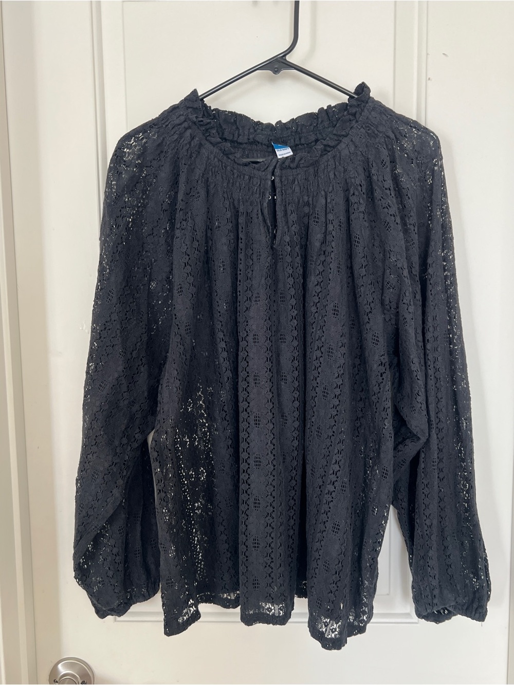 Black Lace Peasant Blouse Sz XL - Old Navy